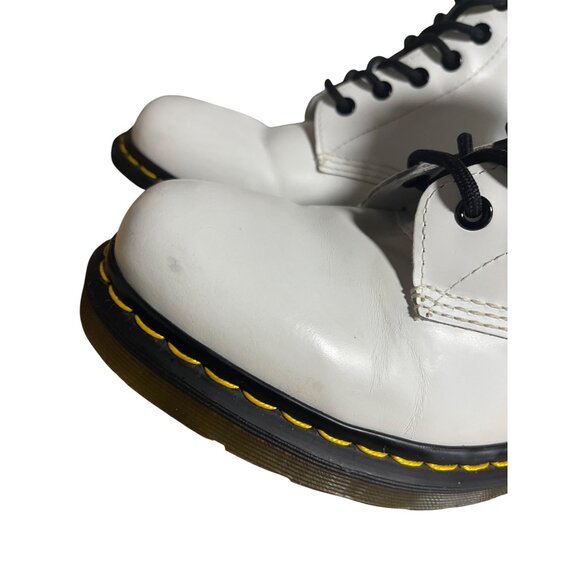 Dr Martens 1460 White Leather Lace Up Boots Womens Size 8 Mens Size 7 - Picture 6 of 11